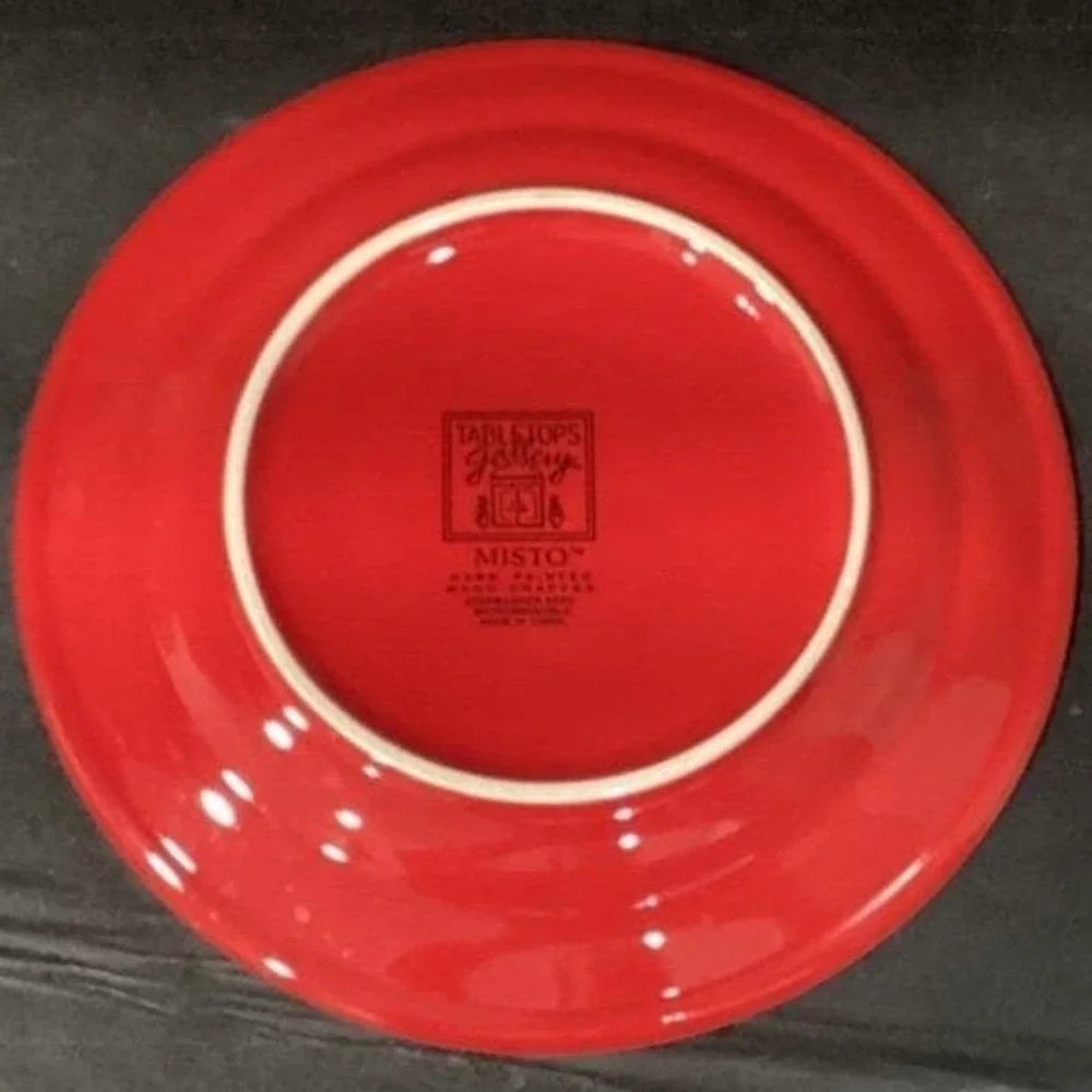 Tabletops‎ Gallery Misto Red Salad Plates, Set of 2, Hand-Painted Stoneware